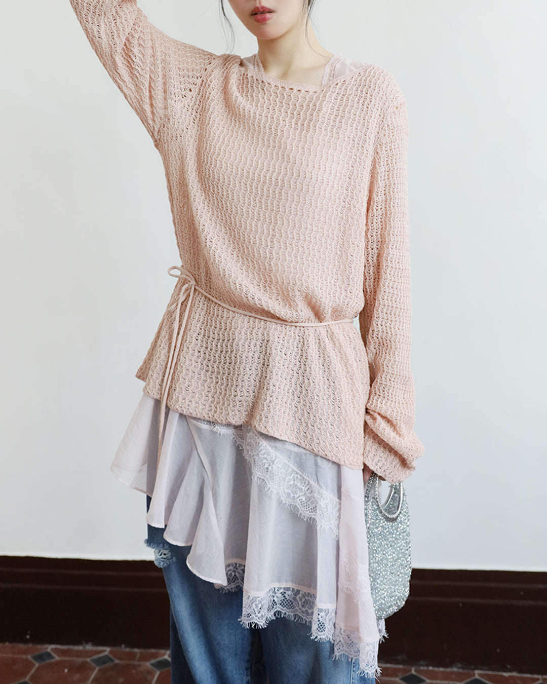 Chiffon Lace Trim Vest