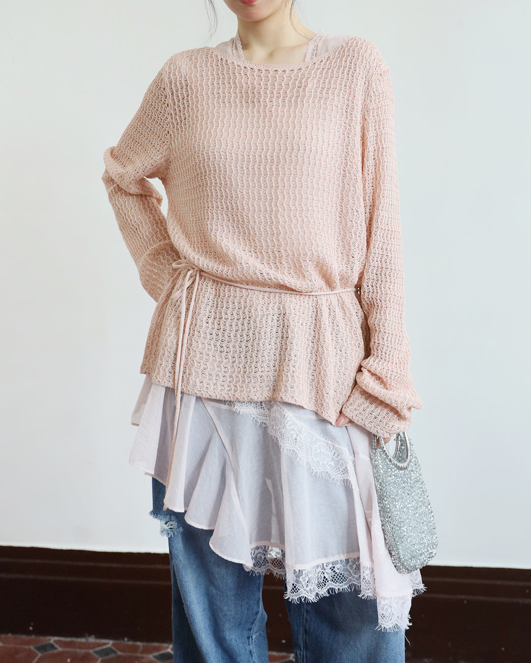 Chiffon Lace Trim Vest