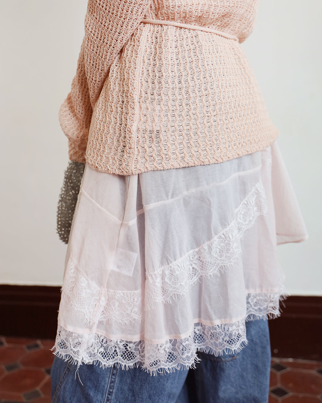 Chiffon Lace Trim Vest