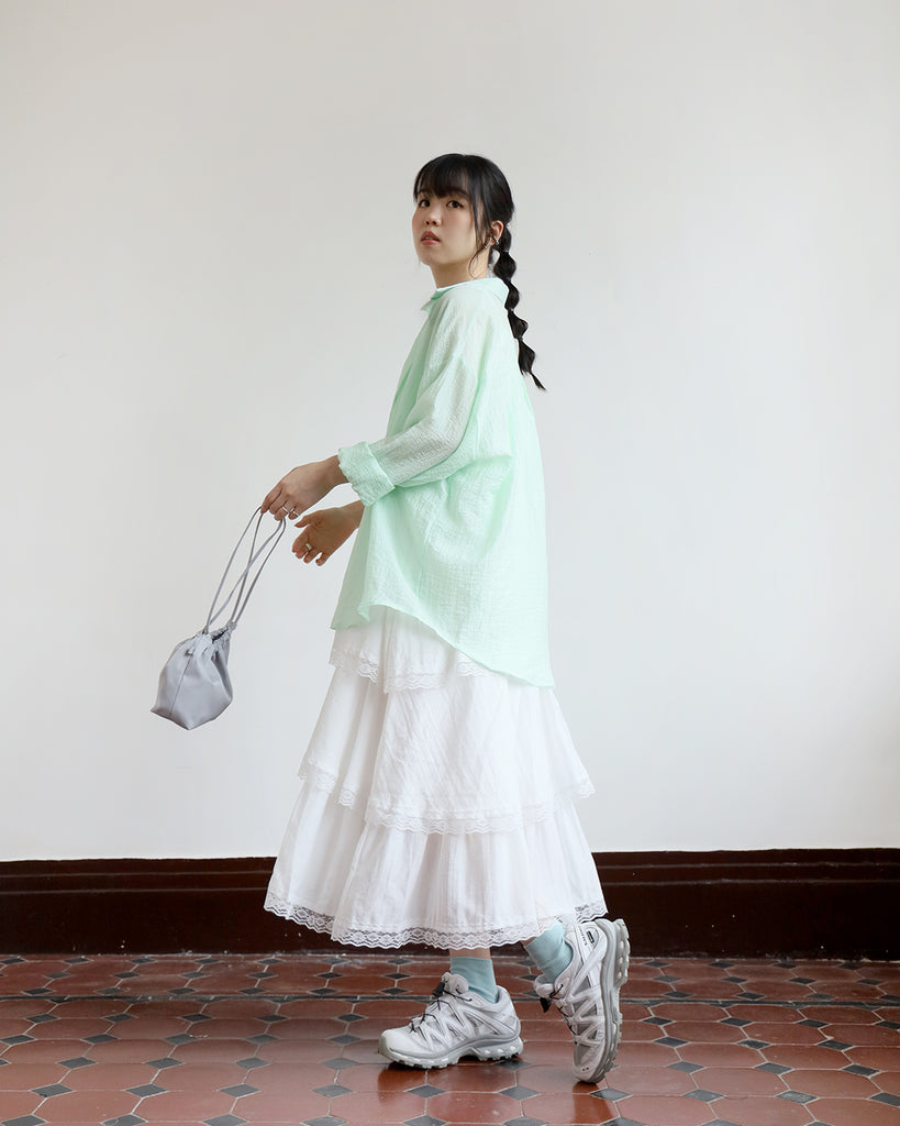 Mint Crinkle Fabric Shirt