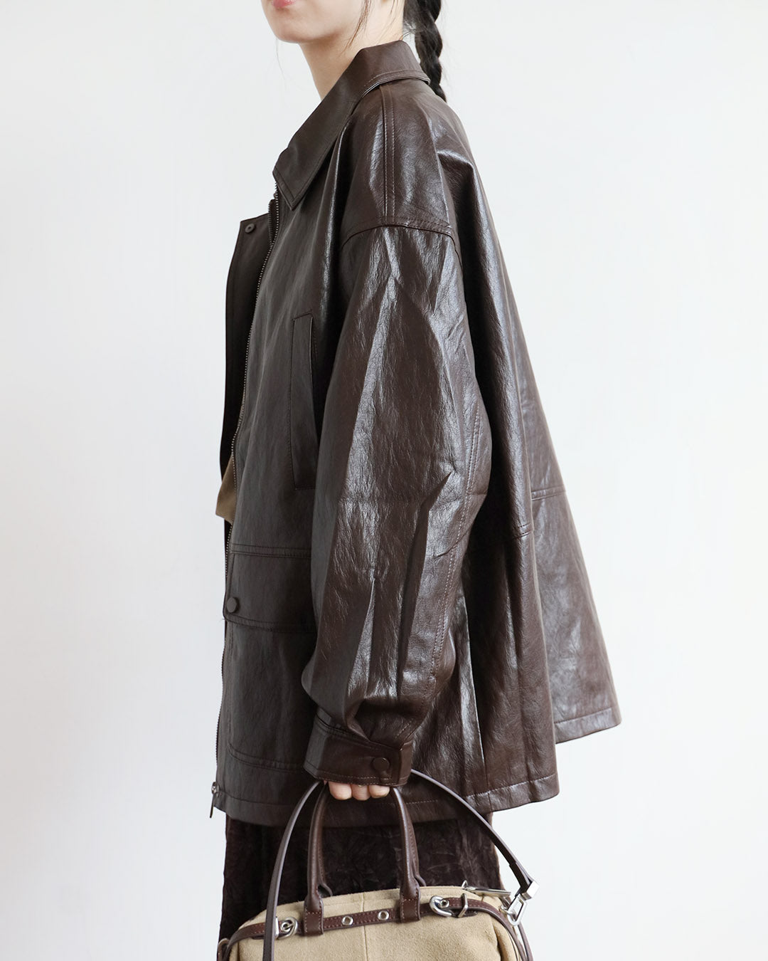 Faux Leather Shirt Jacket (2 Colors)