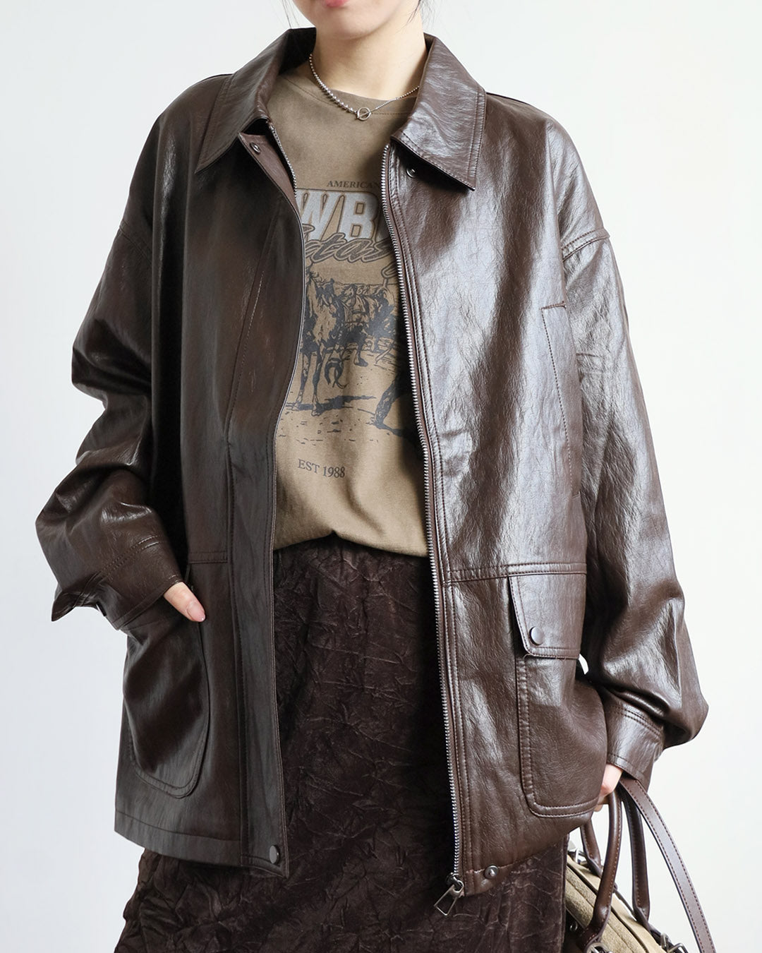 Faux Leather Shirt Jacket (2 Colors)