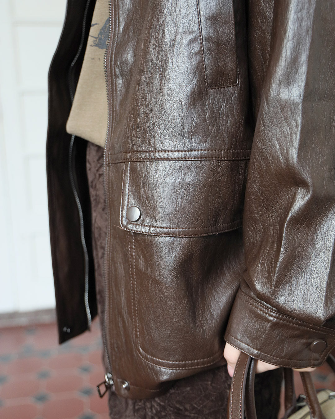 Faux Leather Shirt Jacket (2 Colors)