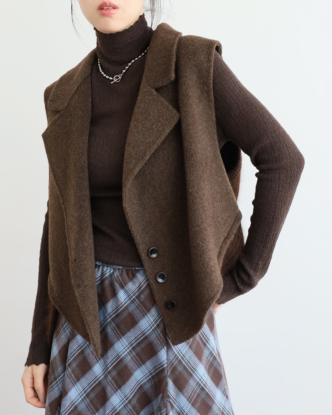 Mix Fabric Cashmere Vest (3 color)