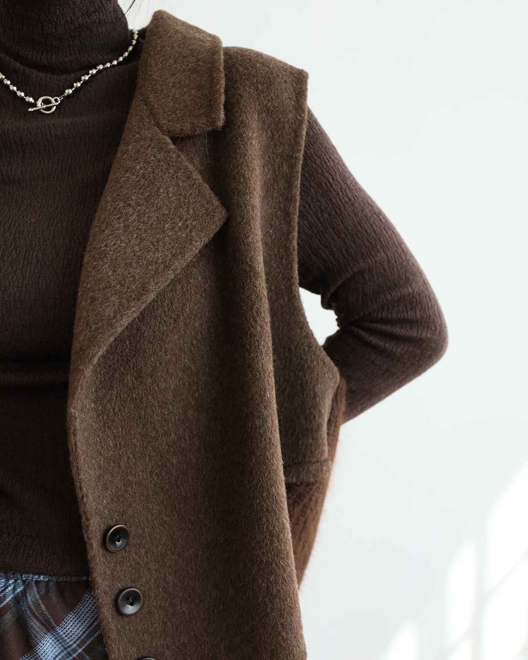 Mix Fabric Cashmere Vest (3 color)