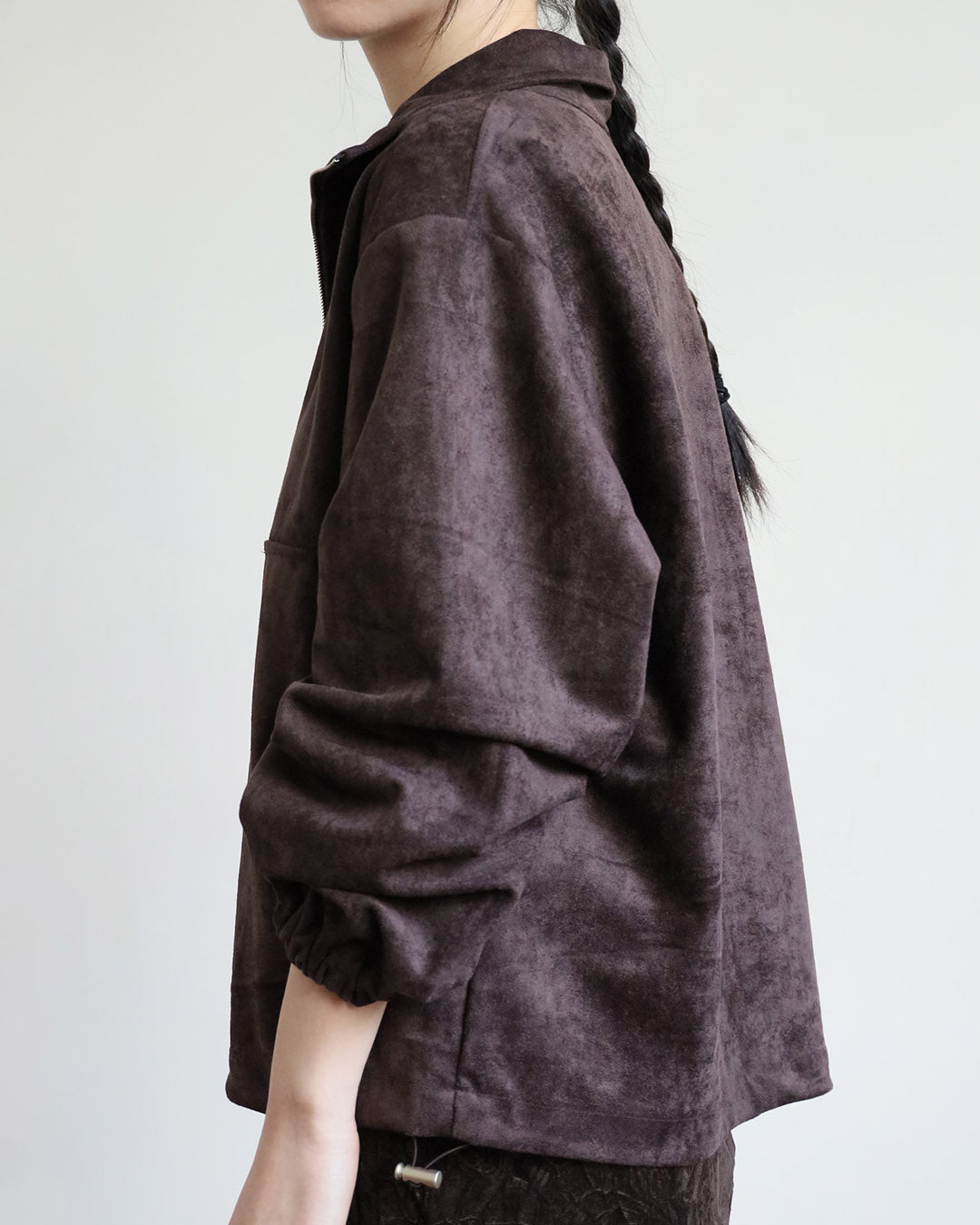 Faux Suede Half-zip Top (2 Colors)