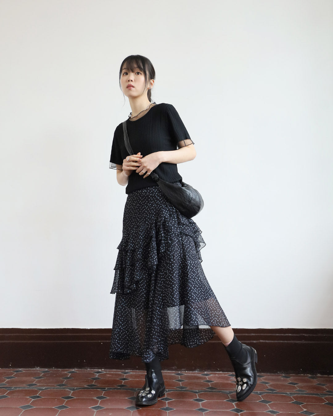 Floral Ruffle Layer Skirt