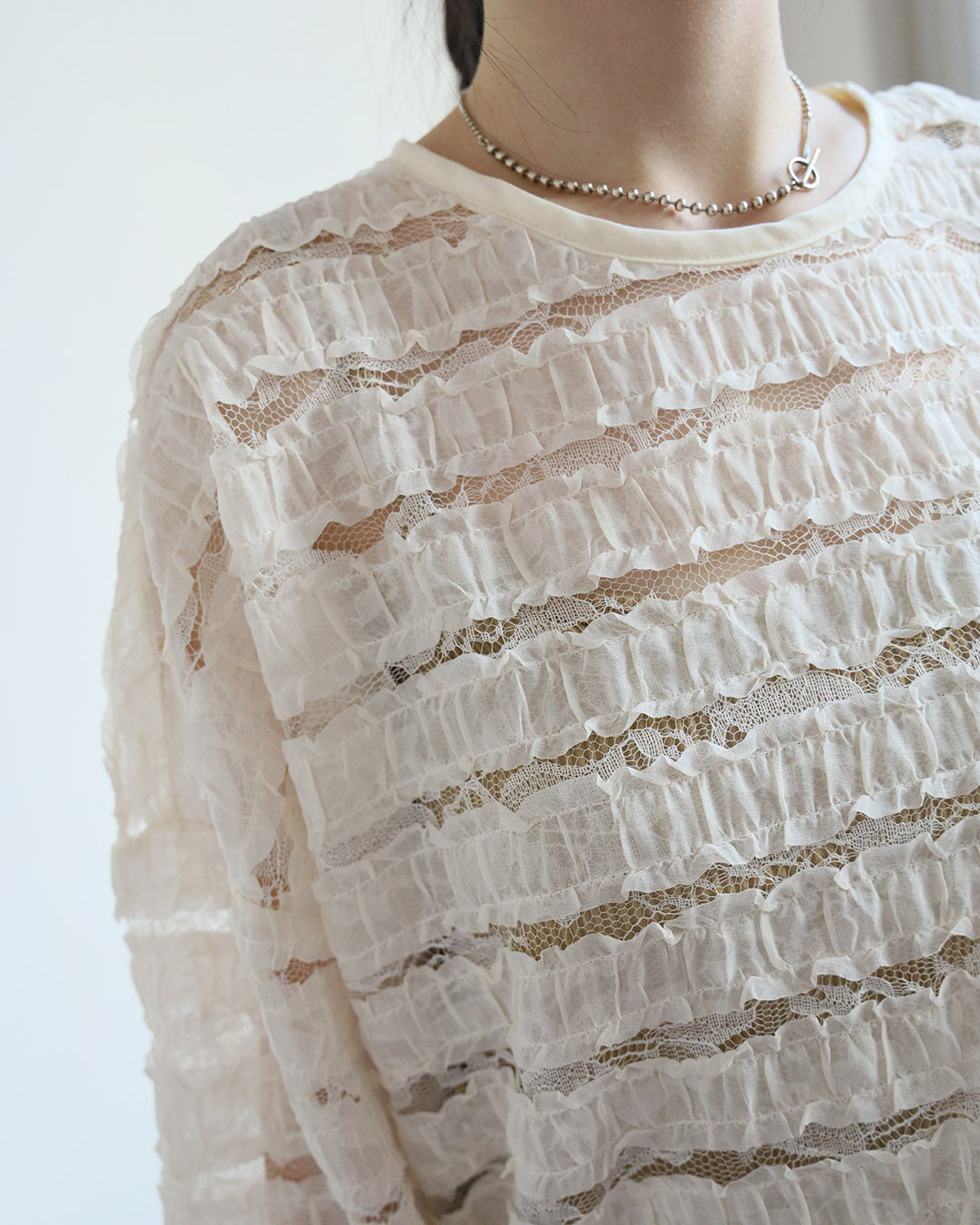 Ruffle Trimmed Lace Top (2 Colors)