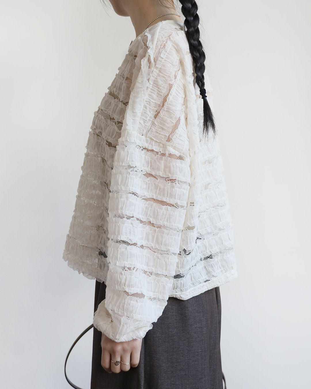 Ruffle Trimmed Lace Top (2 Colors)
