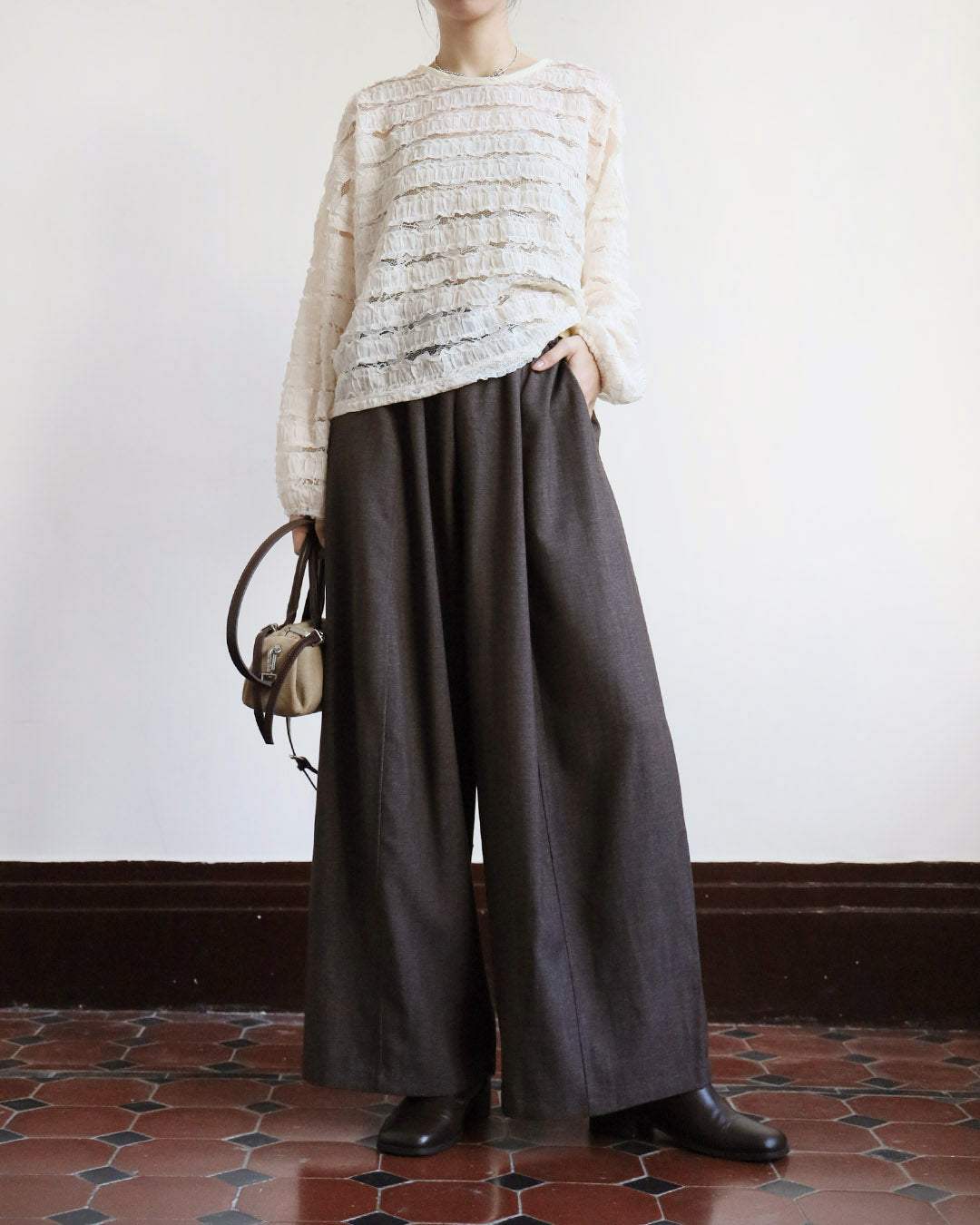 Ruffle Trimmed Lace Top (2 Colors)