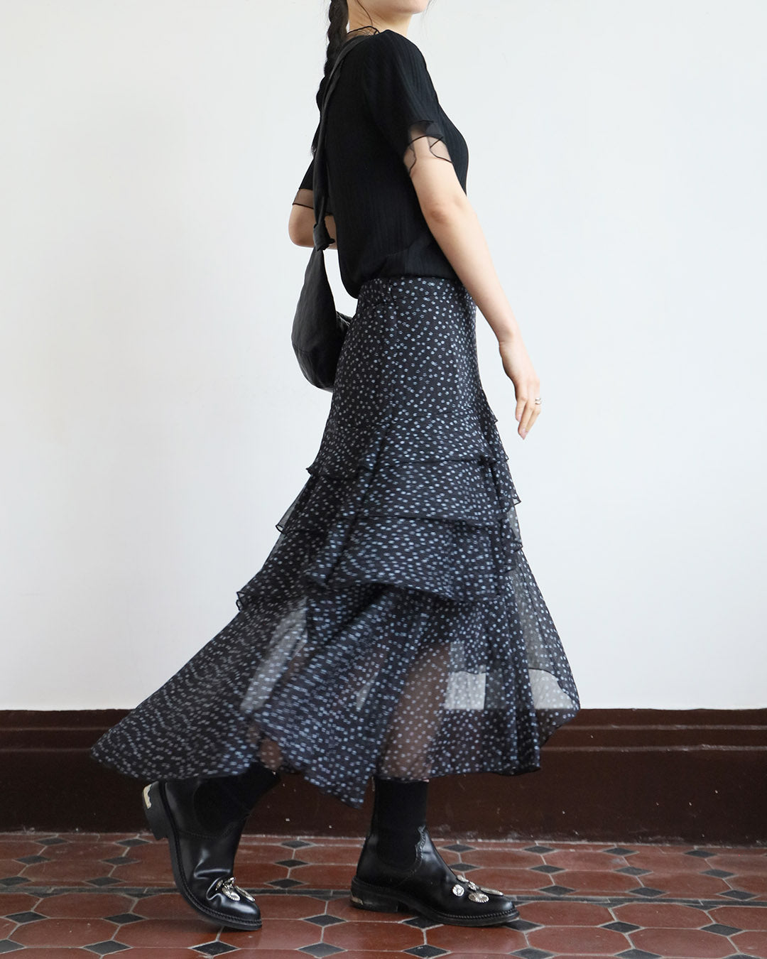 Floral Ruffle Layer Skirt