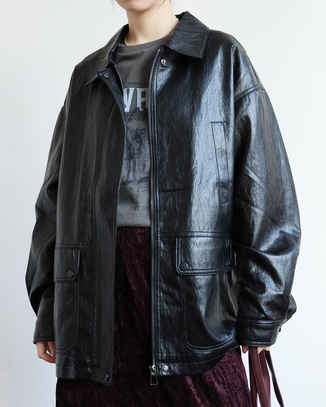 Faux Leather Shirt Jacket (2 Colors)