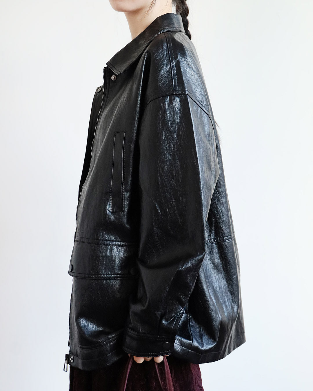 Faux Leather Shirt Jacket (2 Colors)
