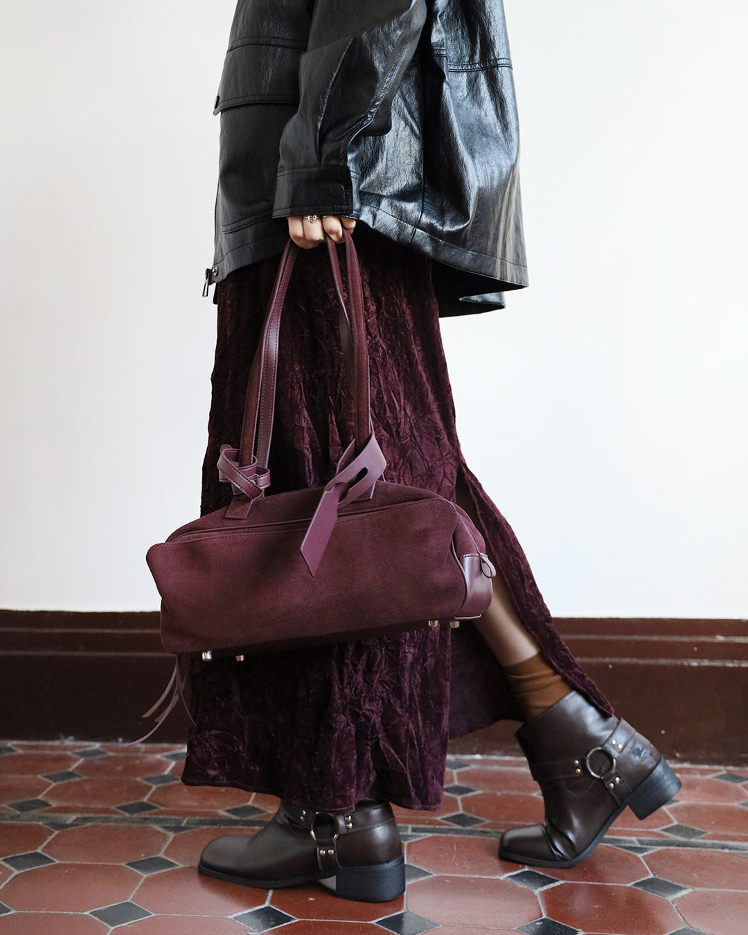 Suede Baguette Bag