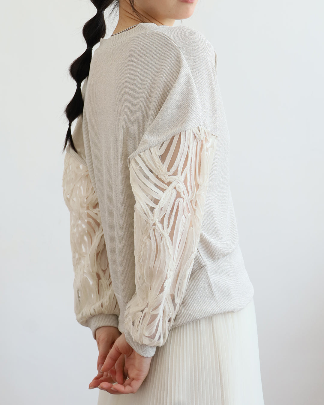 Japan Brand - Mesh Sleeved Metallic Cardigan (2 colors)