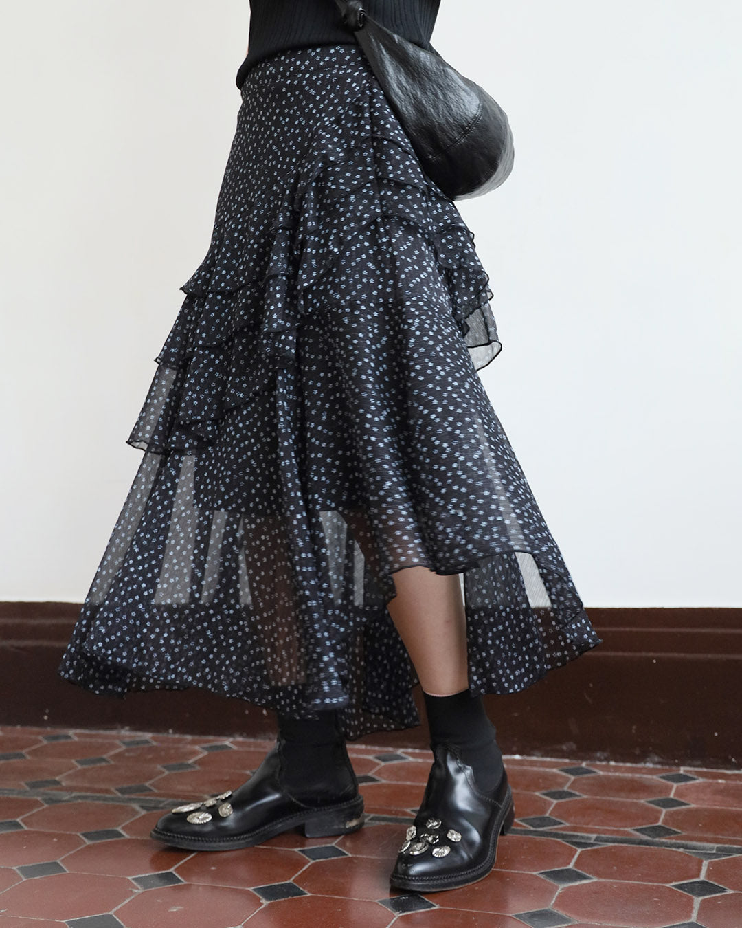 Floral Ruffle Layer Skirt