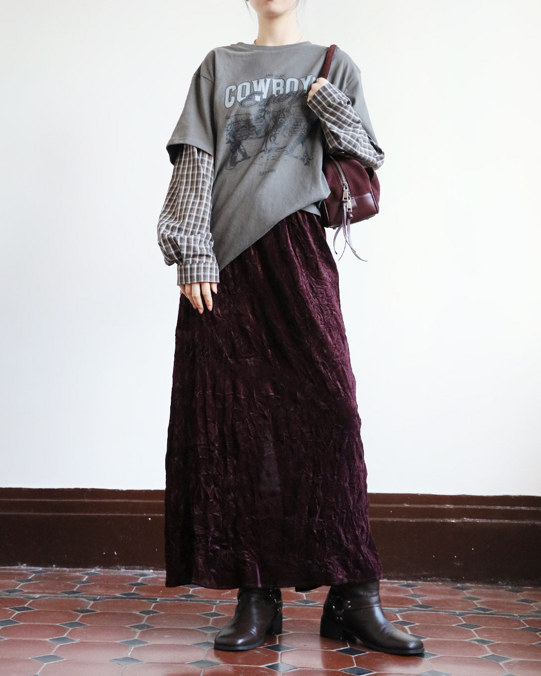 Crinkle Velvet Pencil Skirt (4 Colors)