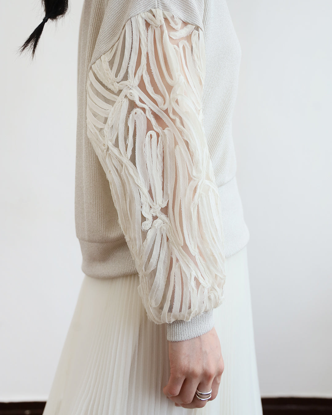 Japan Brand - Mesh Sleeved Metallic Cardigan (2 colors)