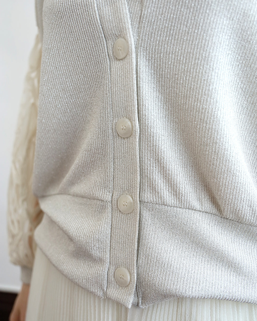 Japan Brand - Mesh Sleeved Metallic Cardigan (2 colors)