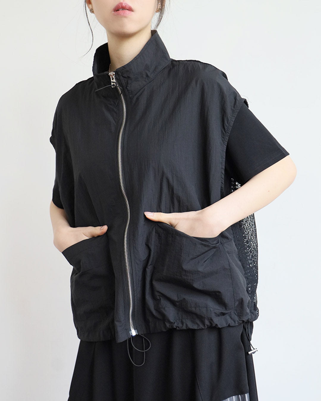 Lace Back Zip-Up Vest (3 Colors)