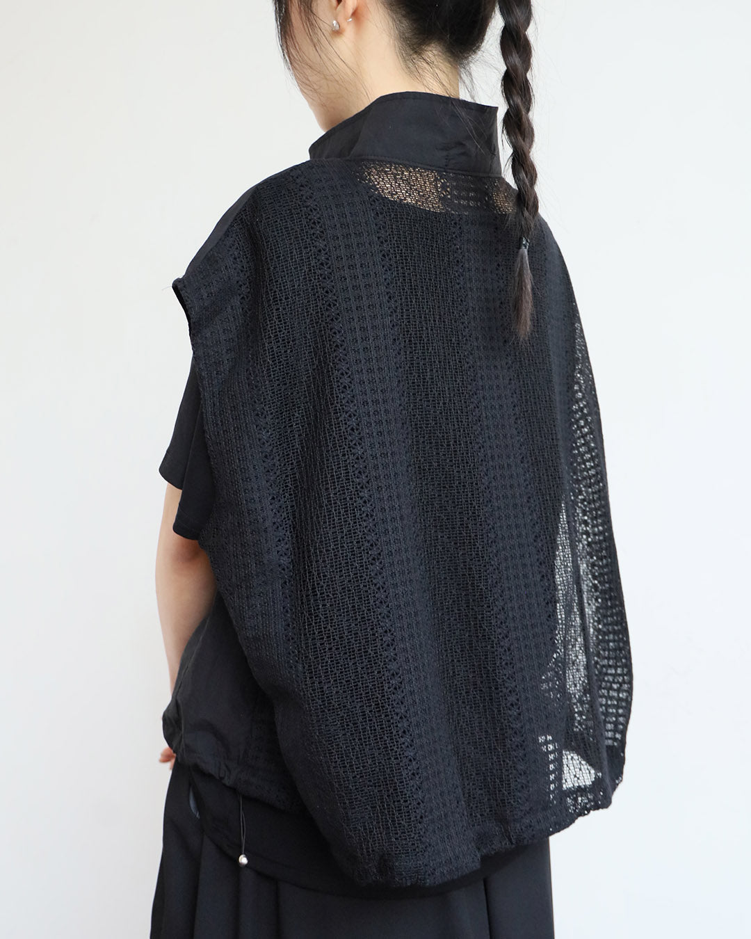 Lace Back Zip-Up Vest (3 Colors)