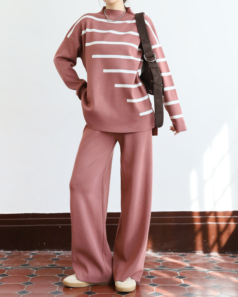 Japan Brand - Comfy Striped knit Top + Pants (Set) | (2 Colors)