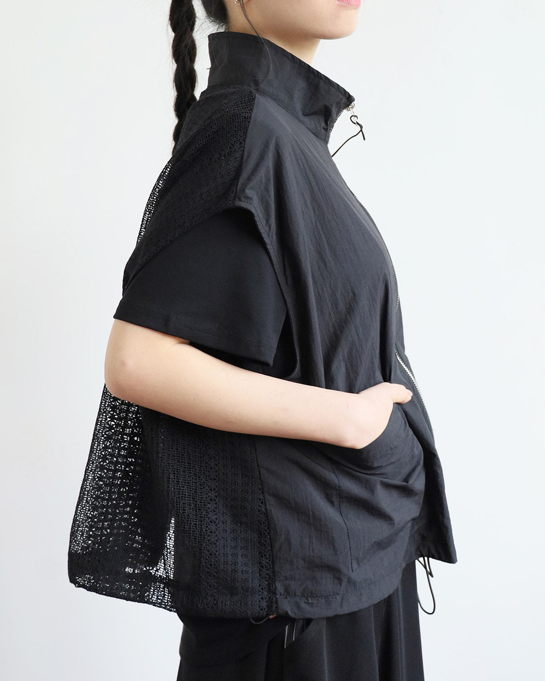 Lace Back Zip-Up Vest (3 Colors)