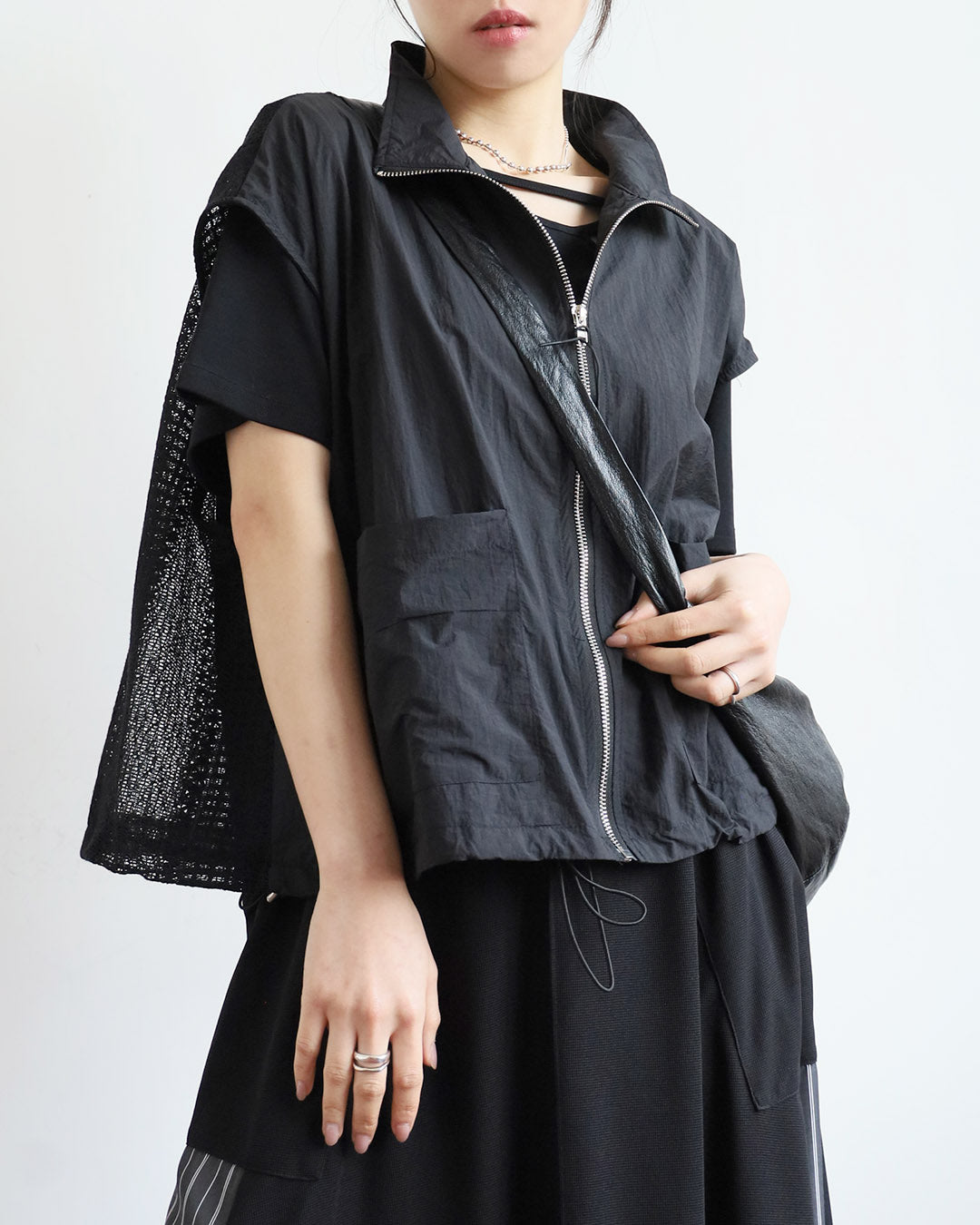 Lace Back Zip-Up Vest (3 Colors)