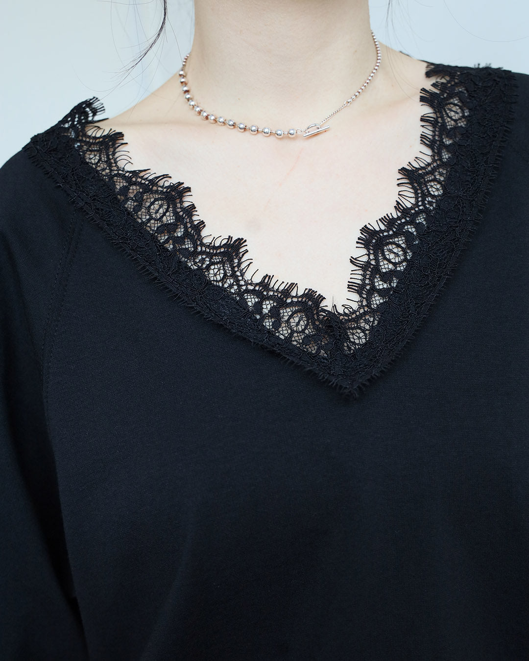 Lace Trim Drawstring Hem Top (2 colors)