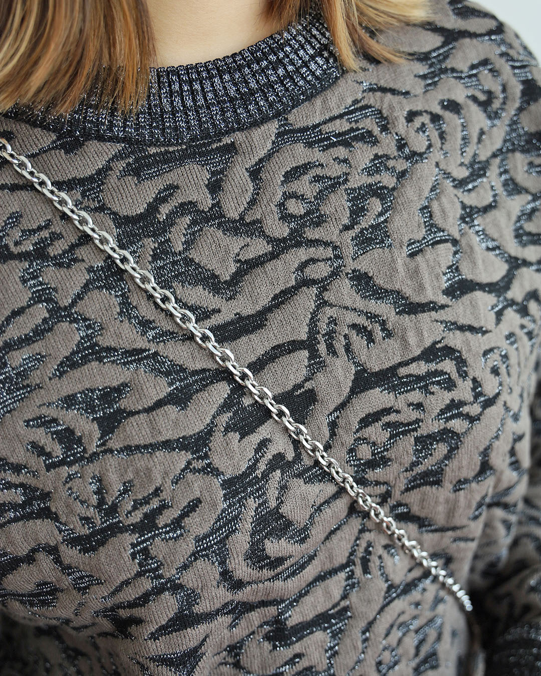 Metallic Texture Fabric Sweatshirt