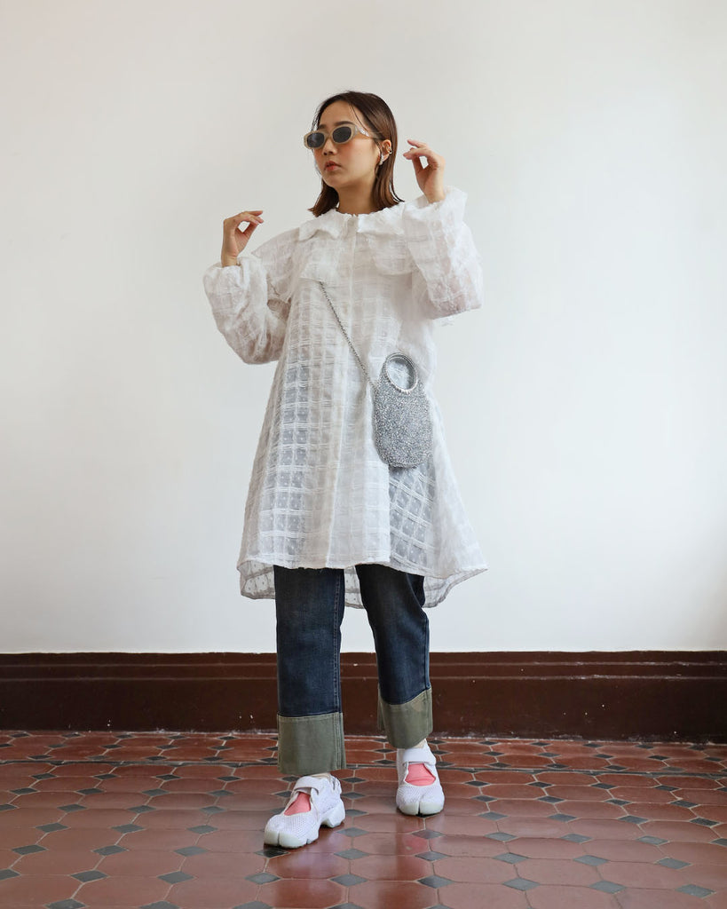 Double Collar Sheer Dress
