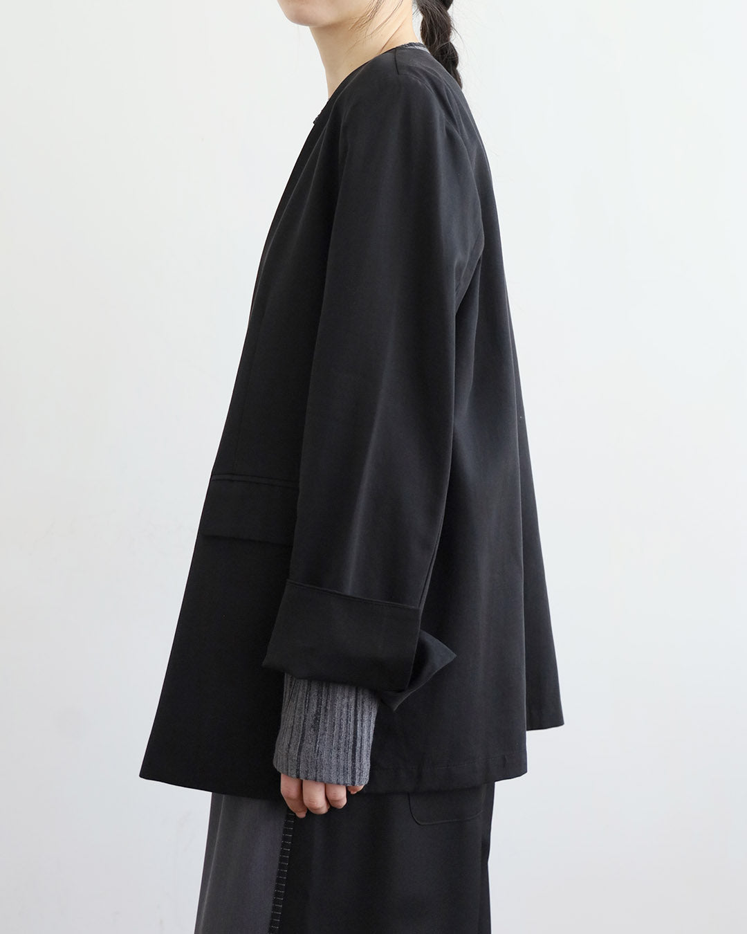 Collarless Blazer w/ Belt (2 Colors)