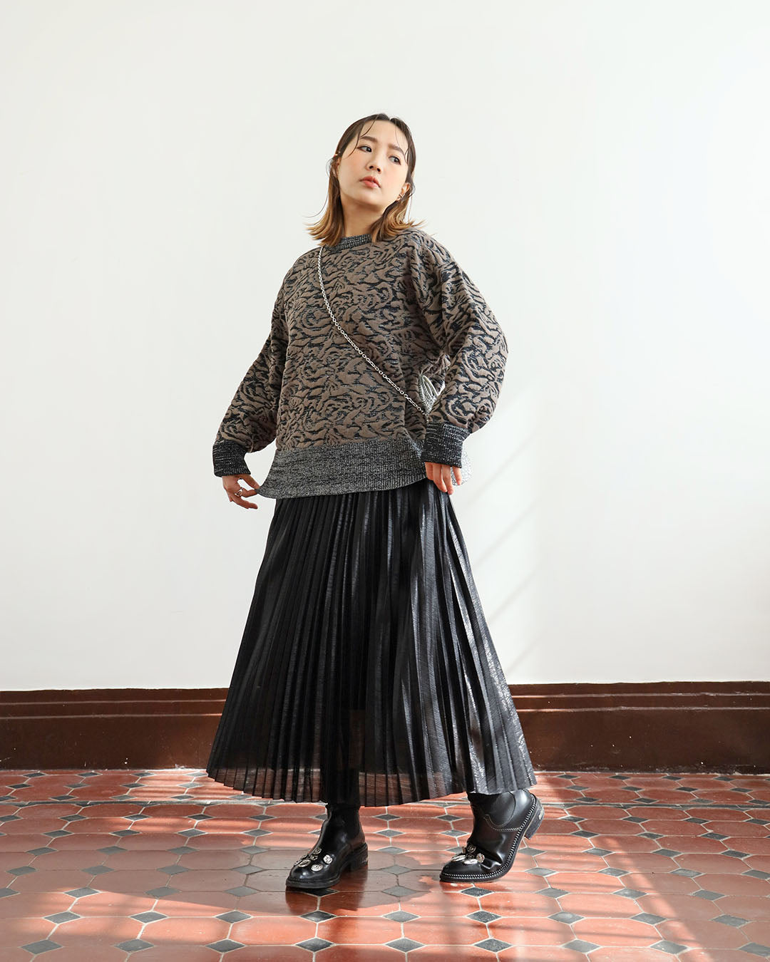 Metallic Pleated Skirt (3 color)