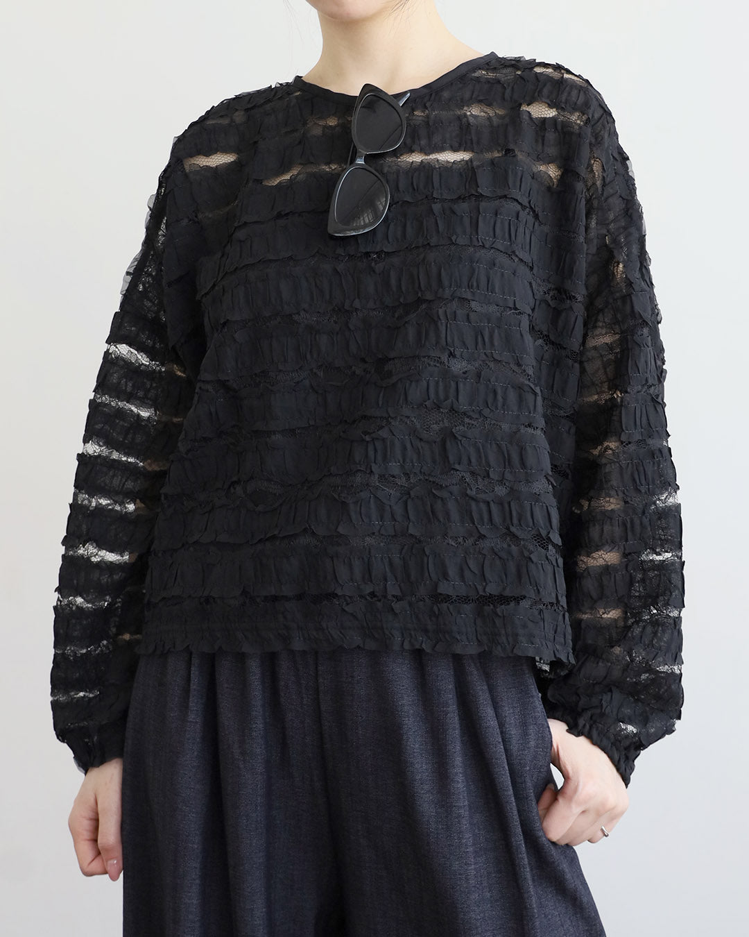 Ruffle Trimmed Lace Top (2 Colors)