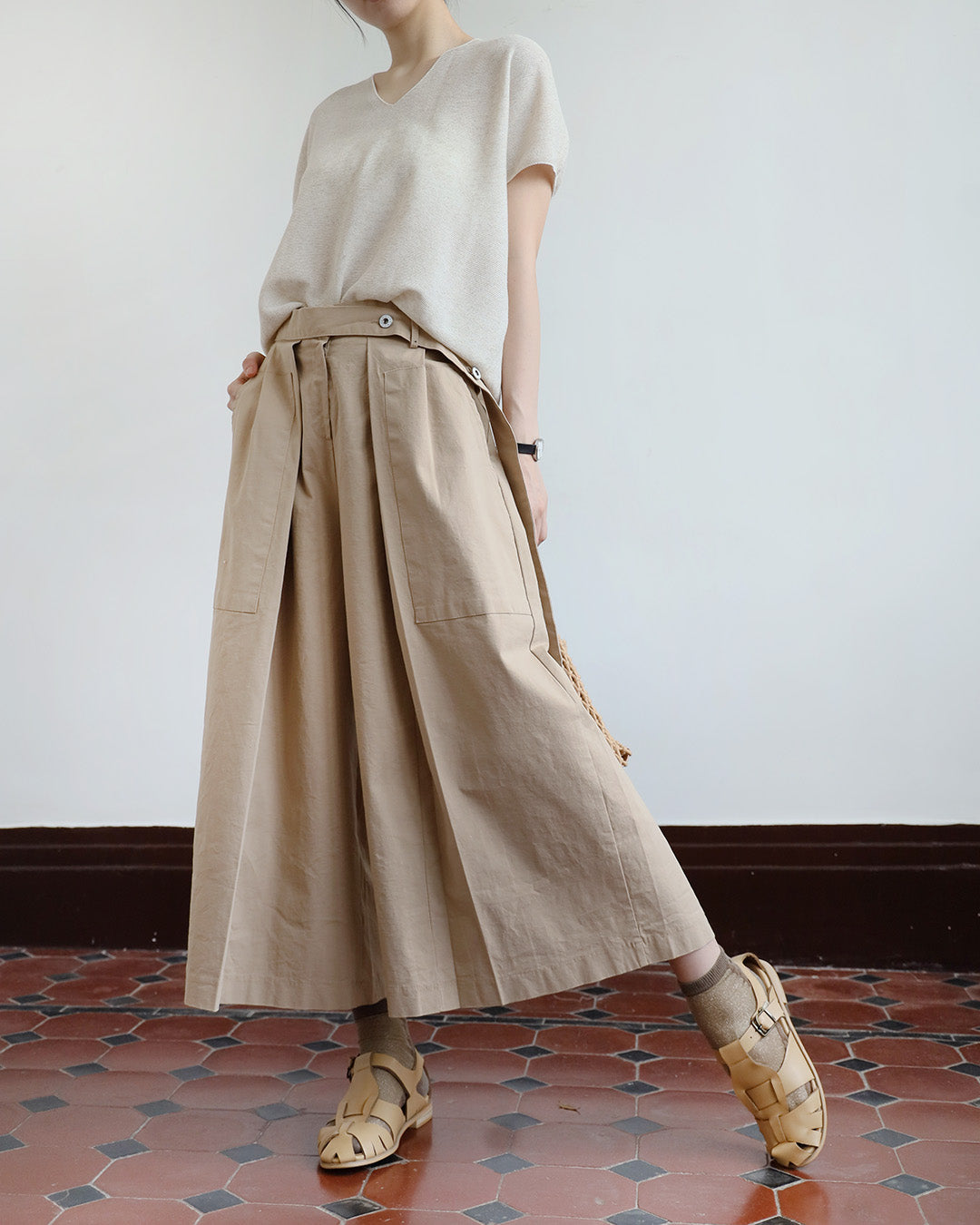 Layered Culottes w/ Belt (2-Color/ Size S- L)