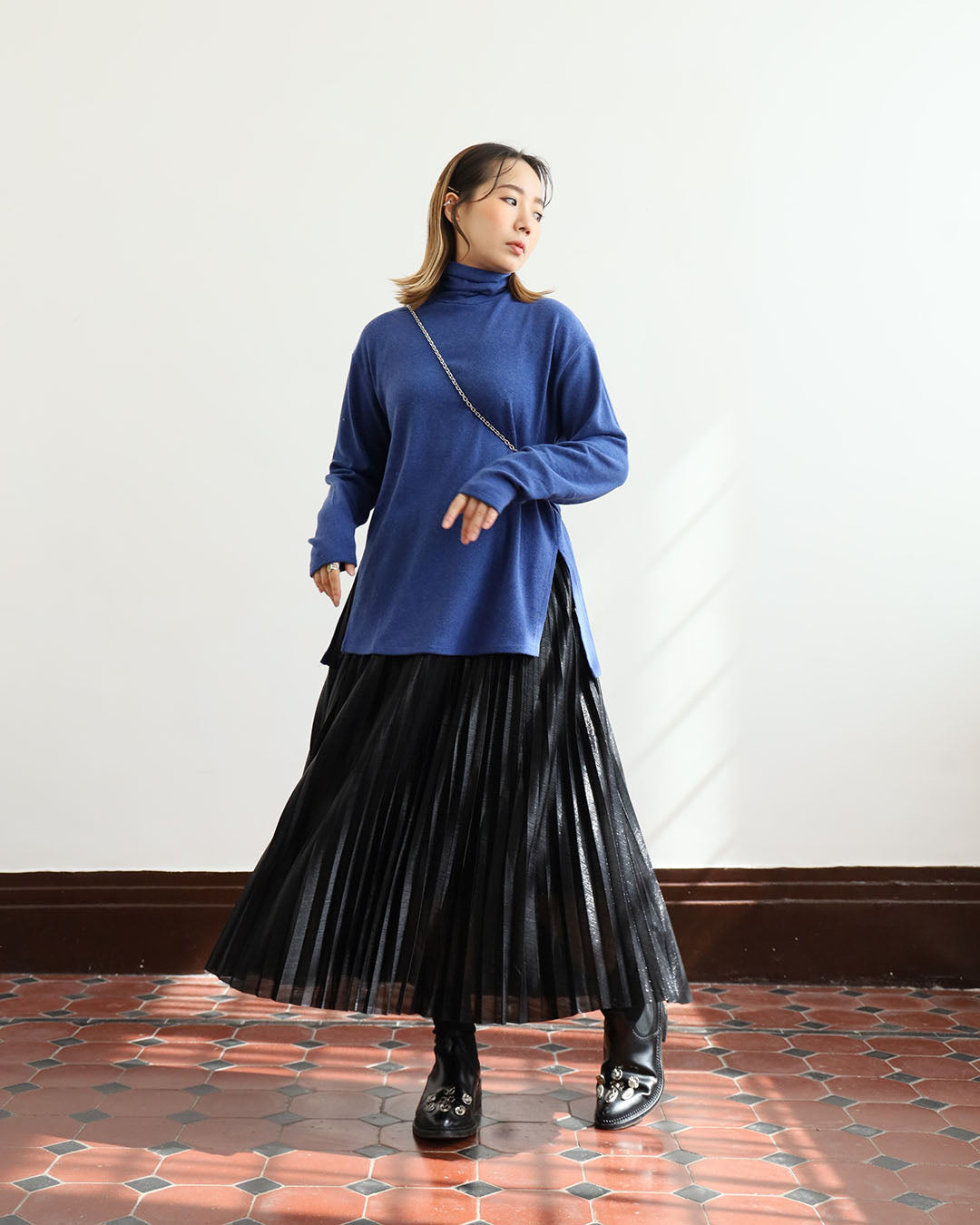 Metallic Pleated Skirt (3 color)