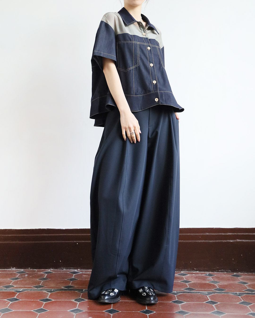 Mix Fabric Contrast Stitch Outer ( 3 Colos)