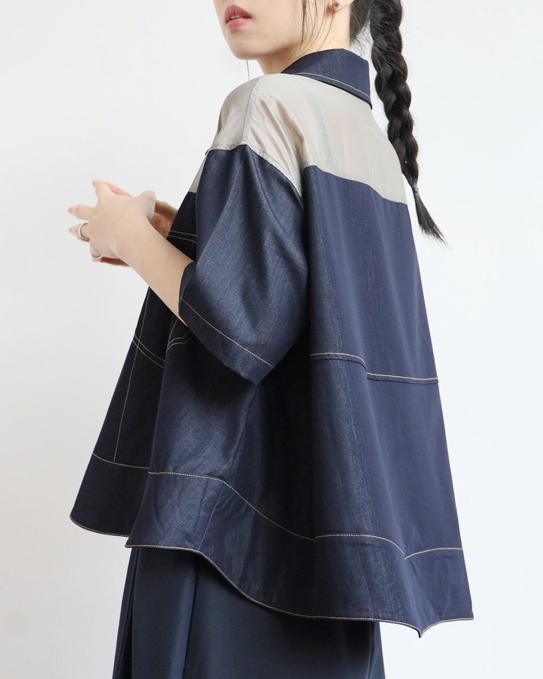 Mix Fabric Contrast Stitch Outer ( 3 Colos)
