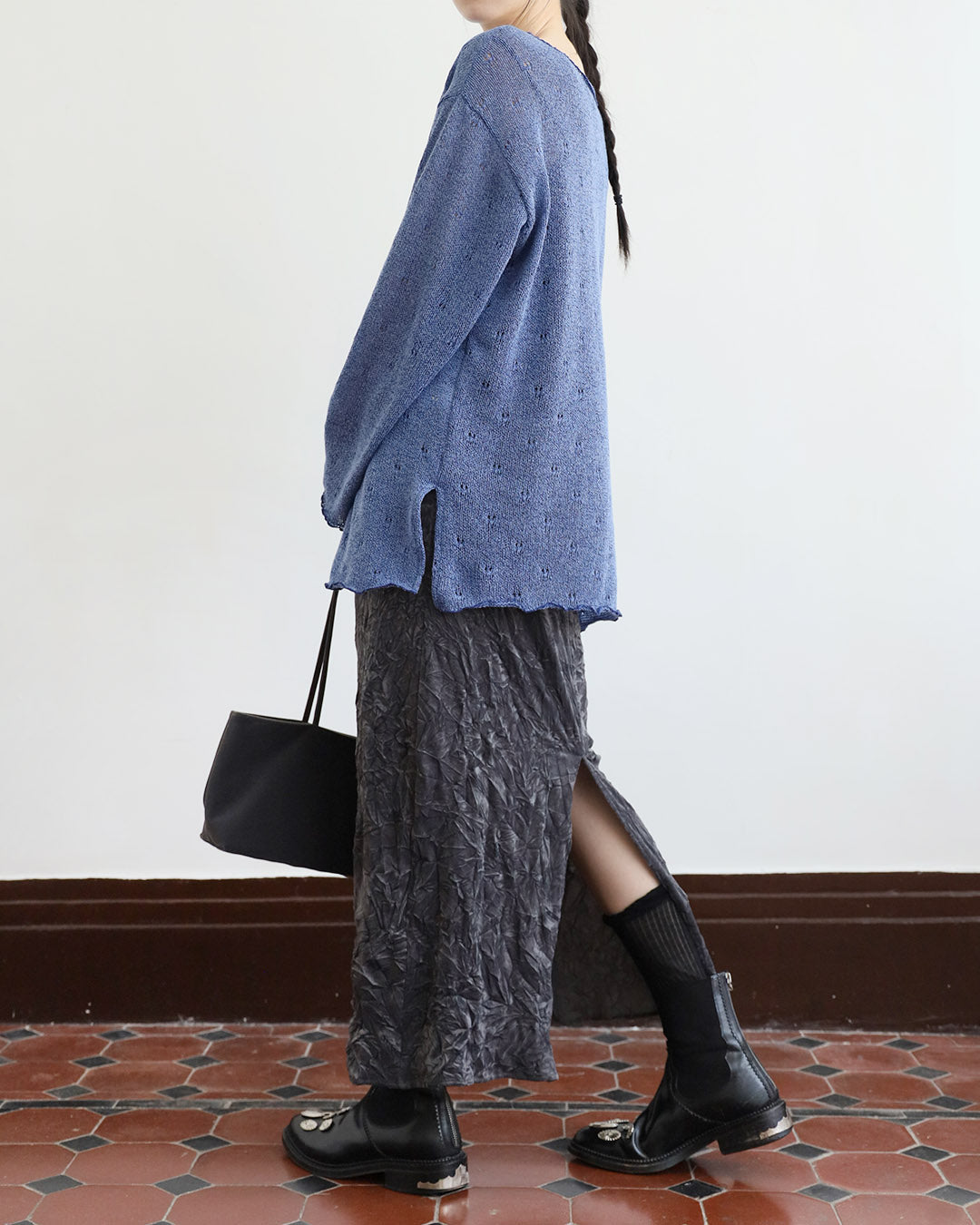 Crinkle Velvet Pencil Skirt (4 Colors)