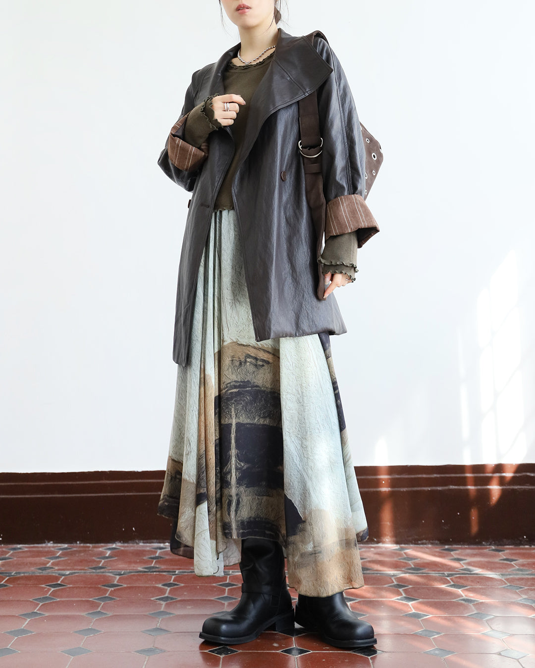 Faux Leather Trench Coat (3 color)