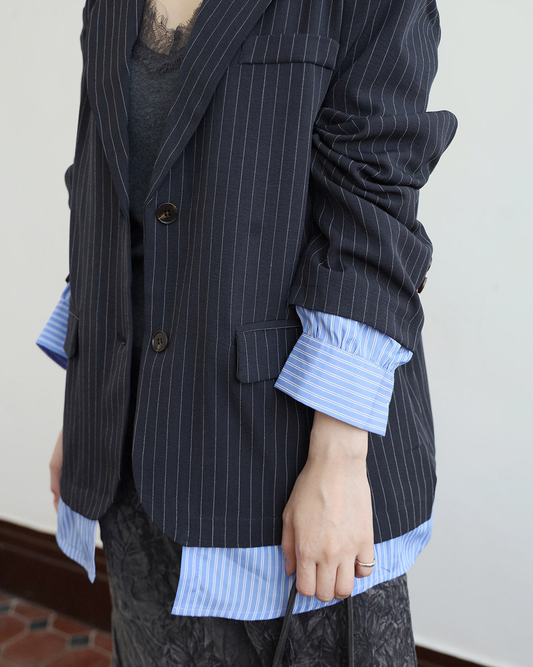 Mix Pinstriped Layered Blazer