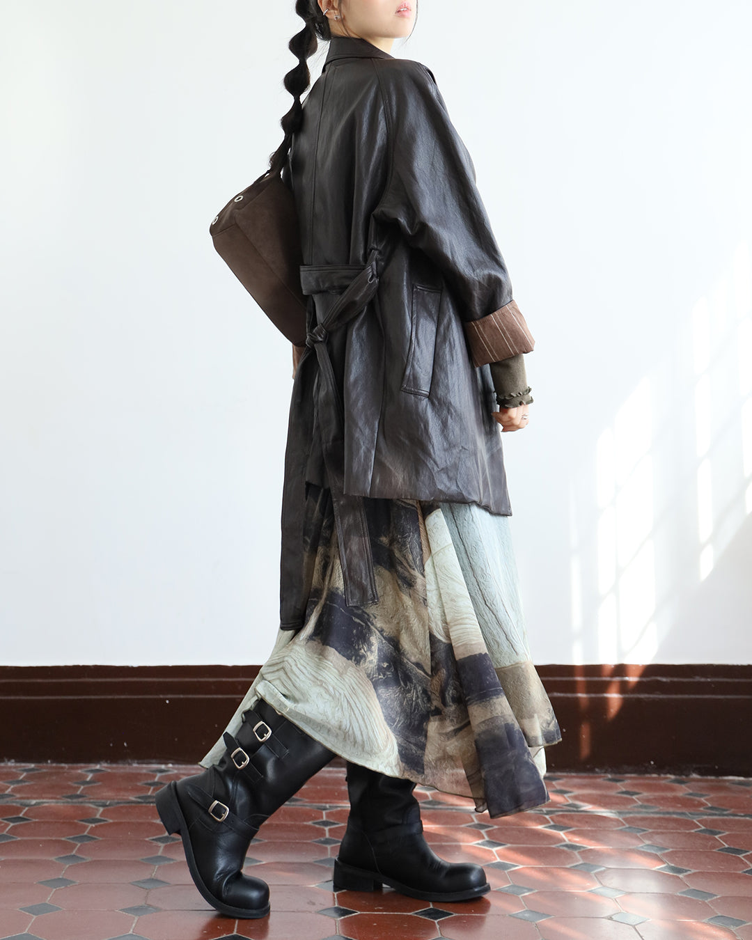 Faux Leather Trench Coat (3 color)