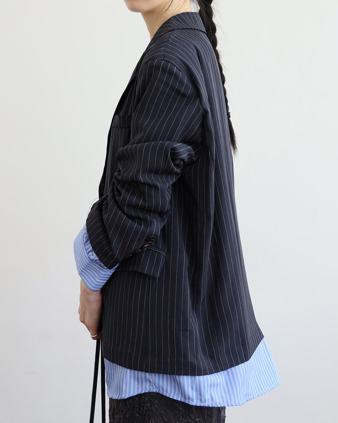 Mix Pinstriped Layered Blazer