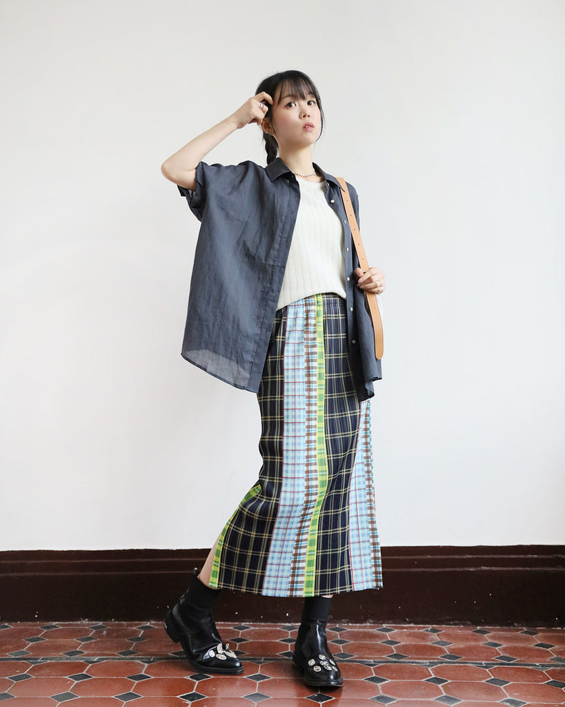 Checker Pleated Skirt