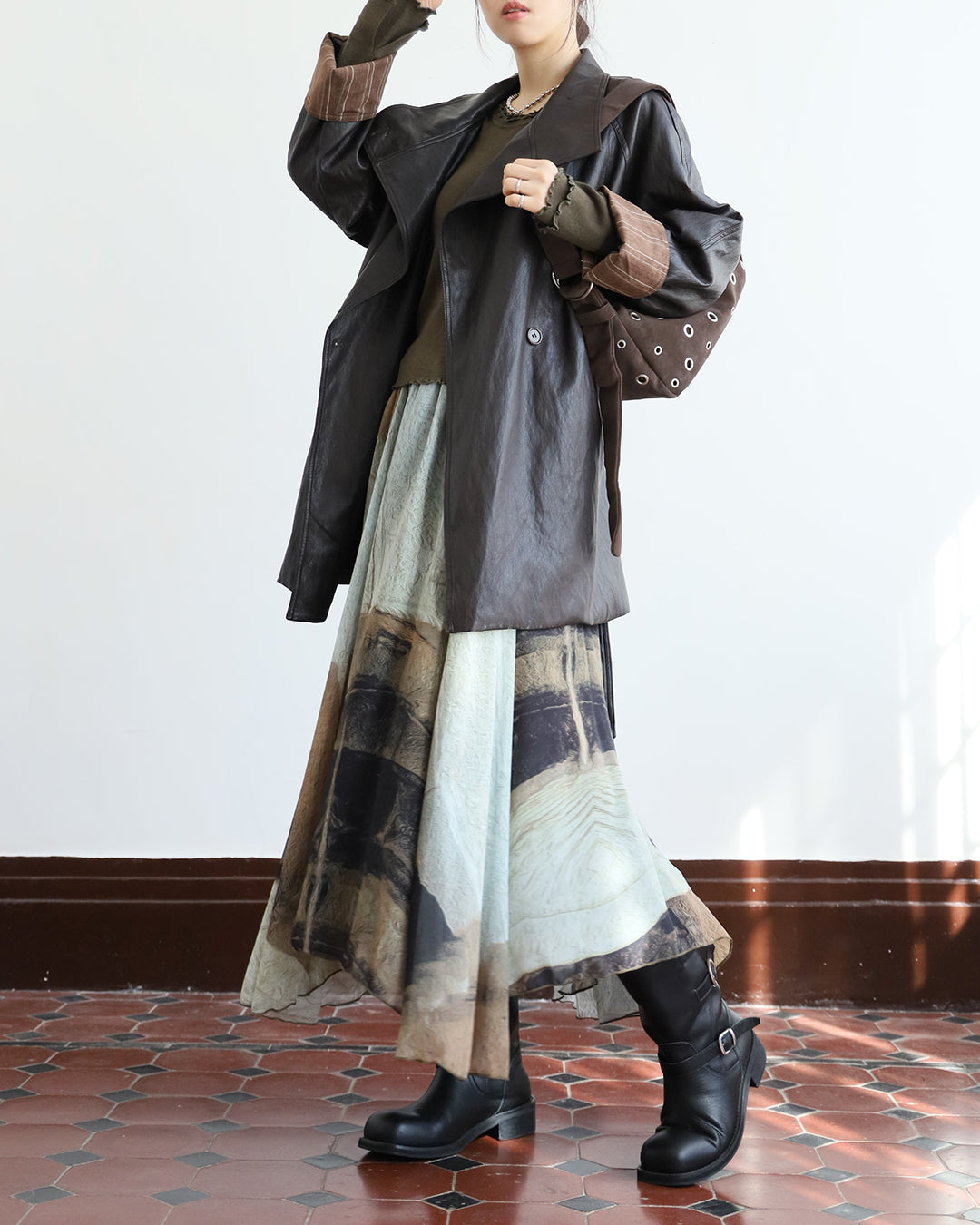 Faux Leather Trench Coat (3 color)