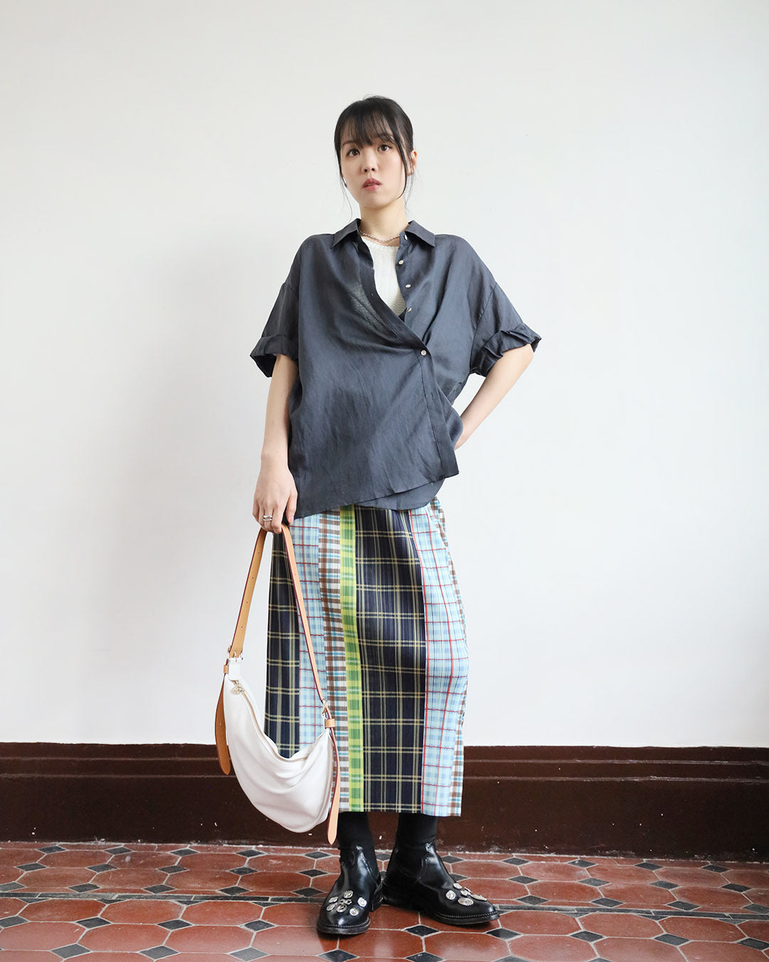 Checker Pleated Skirt