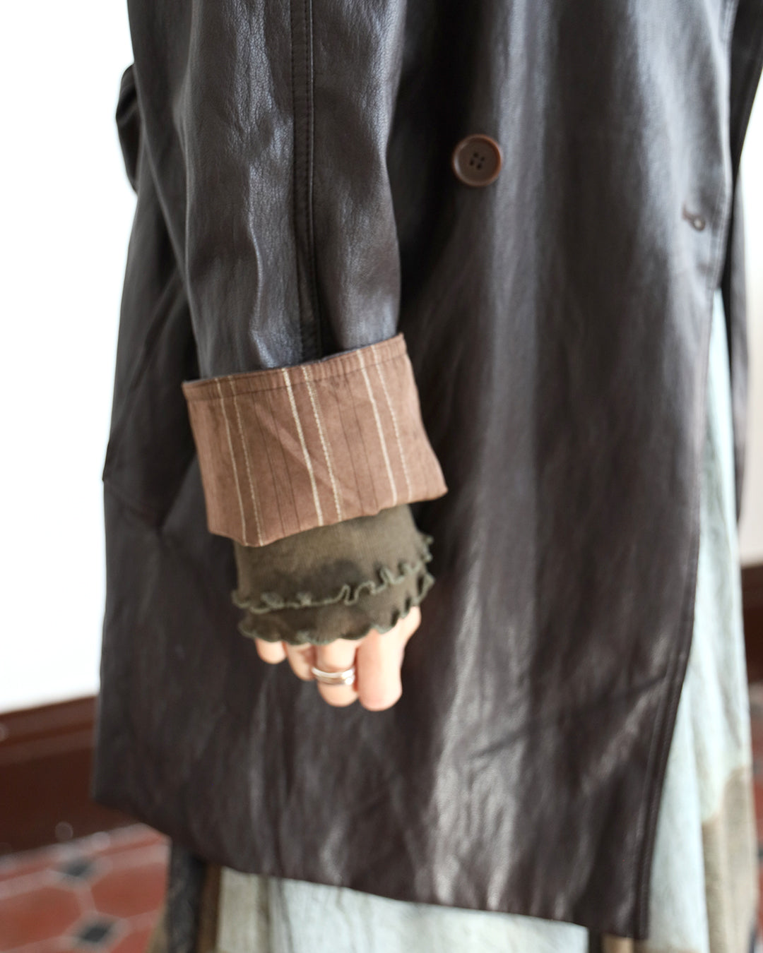 Faux Leather Trench Coat (3 color)