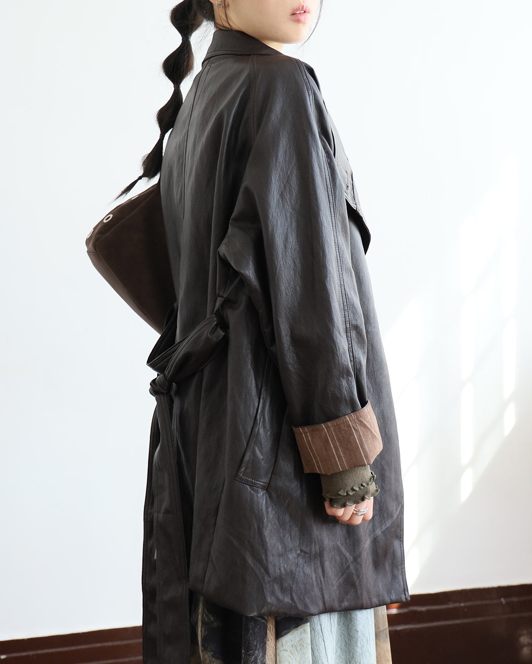 Faux Leather Trench Coat (3 color)