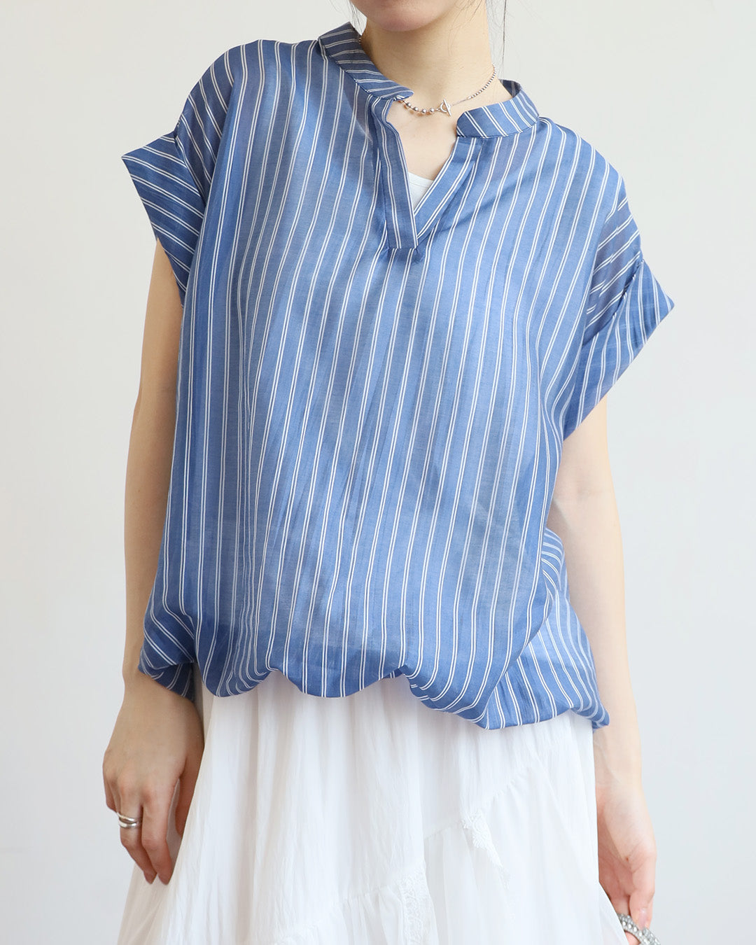 2 in 1 Pinstripe Mock-Tuck Top