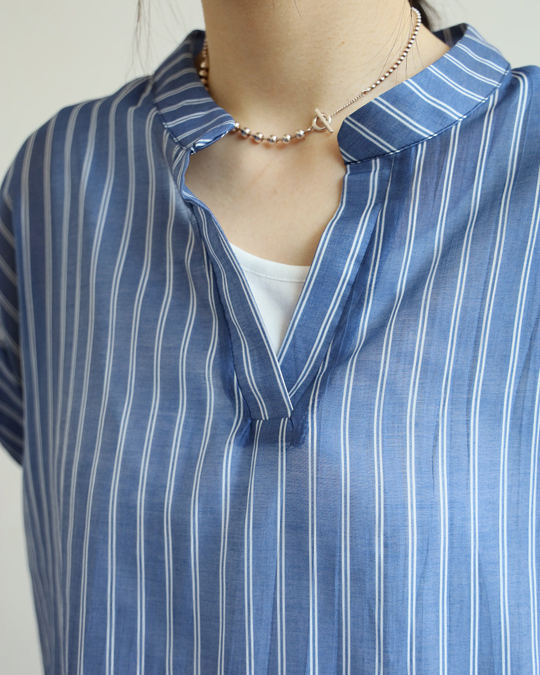 2 in 1 Pinstripe Mock-Tuck Top